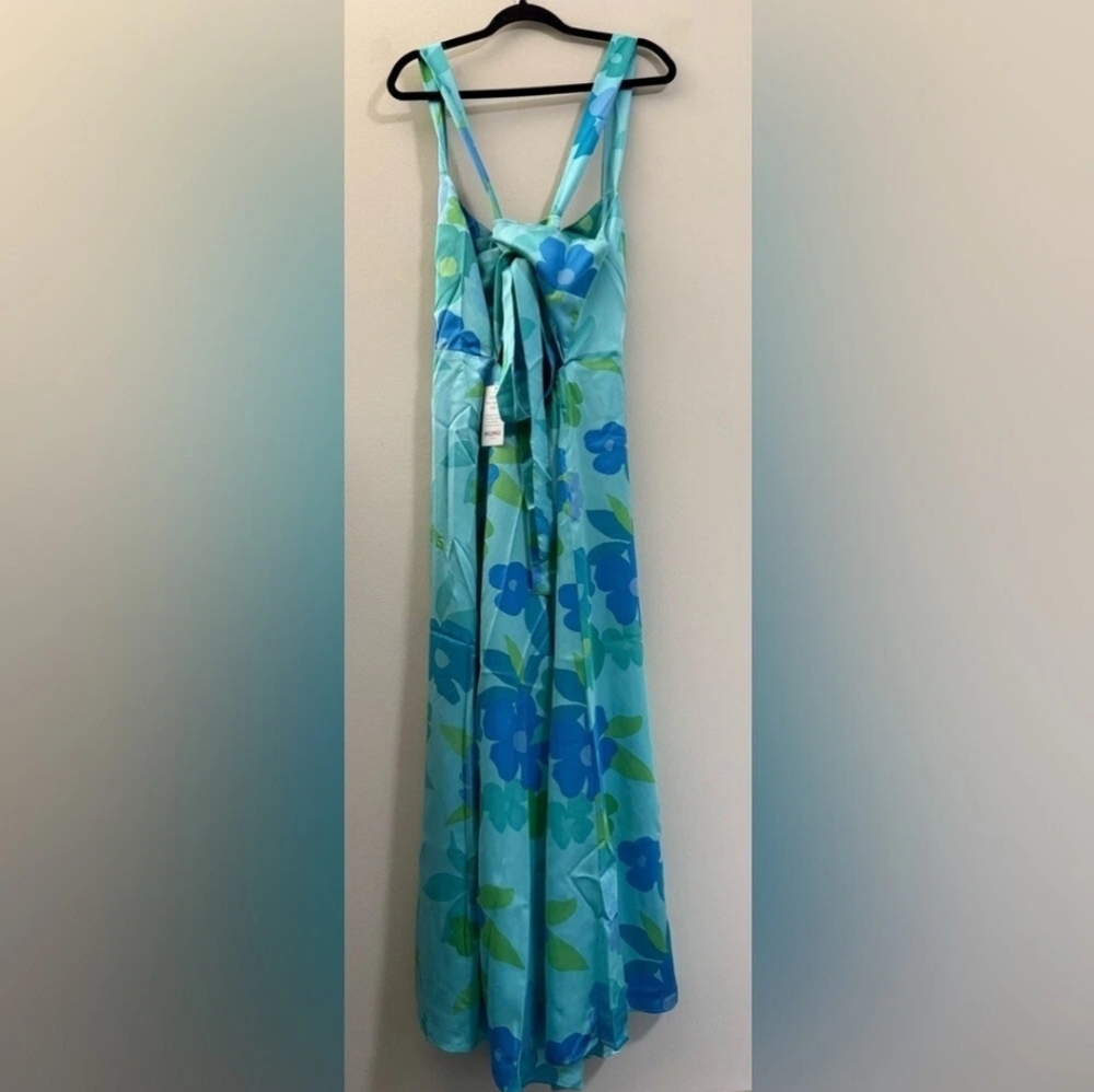 NWT ShowMeYourMuMu Mina Midi Slip Split Dress Picadilly Blue Luxe Satin Sz S - Picture 4 of 16